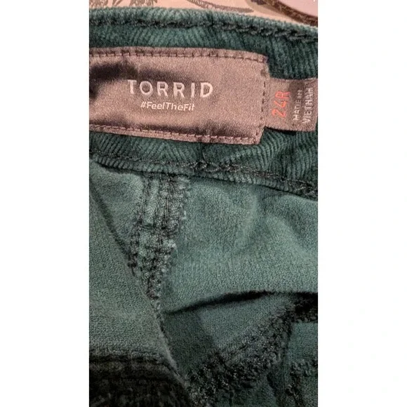 Torrid Corduroy Button Fly Flare Pants Forest Green Size 24W - Picture 7 of 10